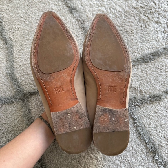 Frye Ellie Mules Shoes slip on suede leather cream tan Slip On 8.5 - Picture 6 of 9